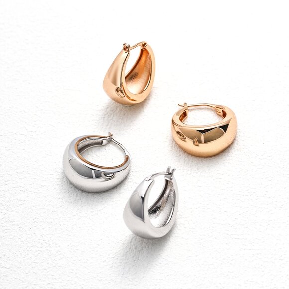 ✨ Artisan Original Design Minimalist Wide Dome Huggie Hoops | Sterling Silver - Picture 6 of 9